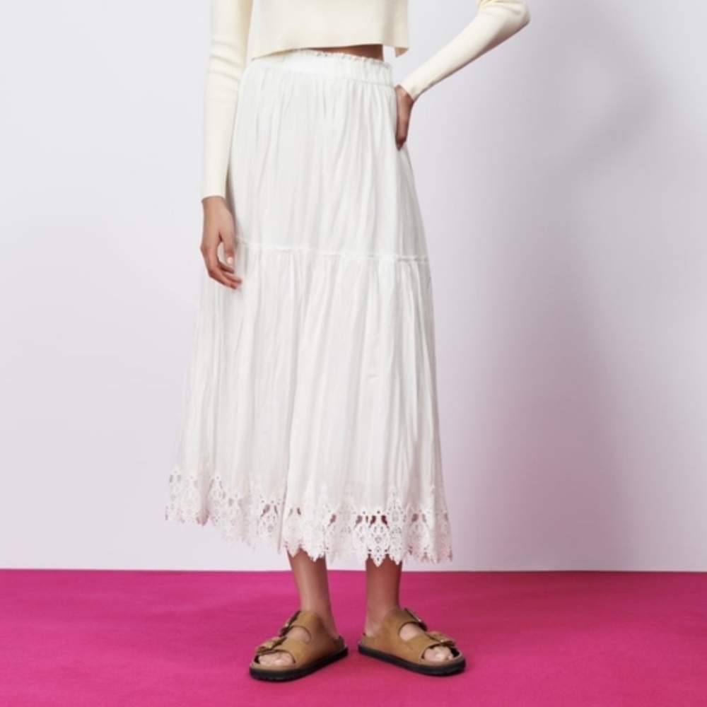 Zara Maxi Skirt with Lace Trim